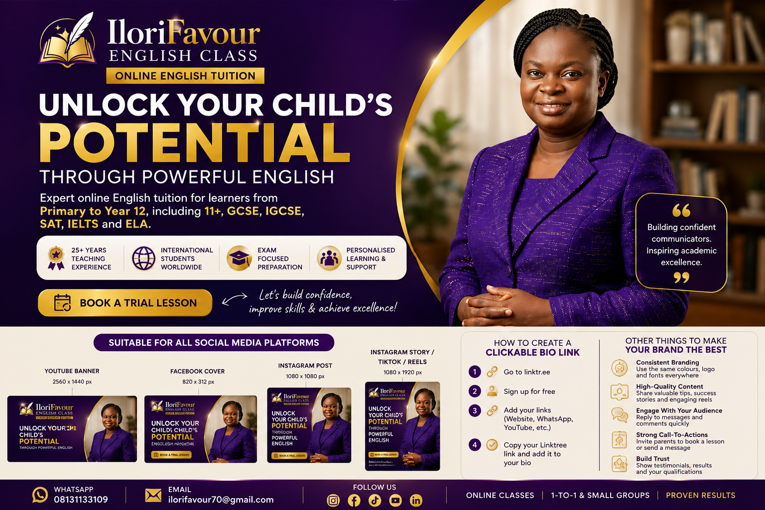 IloriFavour English Class — online English tuition promotional banner